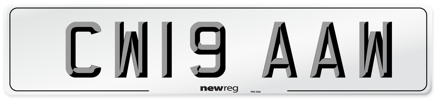 CW19 AAW Number Plate from New Reg
